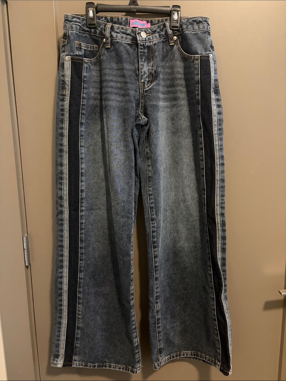 Edikted Contrast Panel Low Rise Baggy Jeans